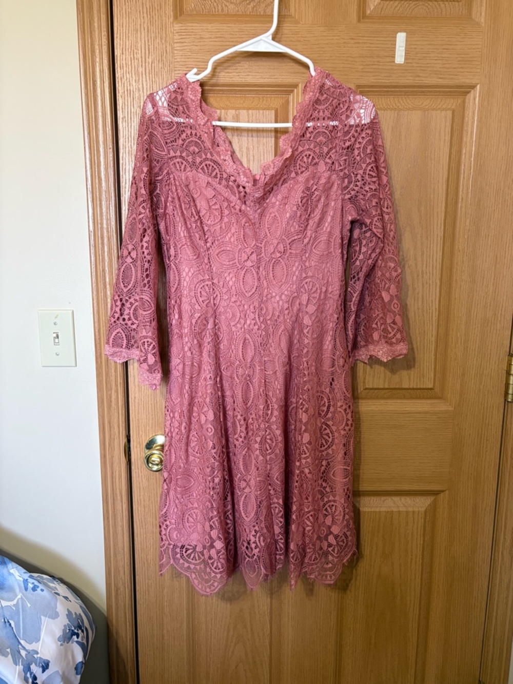 Ryan Michelle Lace Fit & Flare Dress in Dusty Rose